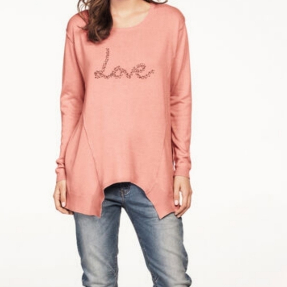 ELLOS Beaded LOVE Hanky Hem Sweater - Picture 3 of 9